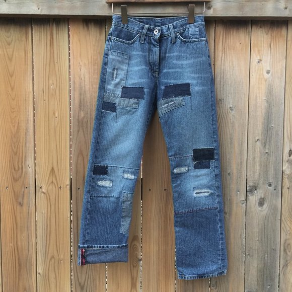 Seal Kay Patchwork Indigo Blue Denim Jeans Straight Leg Fit Womens Size 26 NWOT - Picture 6 of 16